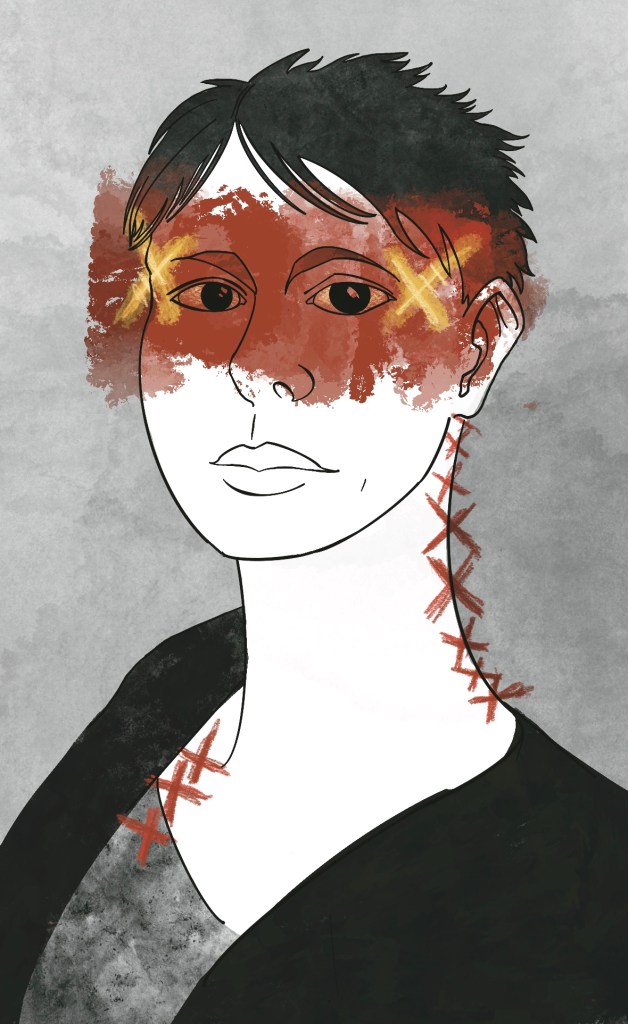 page from a pain journal, neck pains, headache, pressure